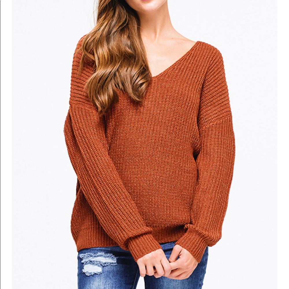 ARRIVEDV-Neck Twist Knotted Sweater Top! - Picture 3 of 6